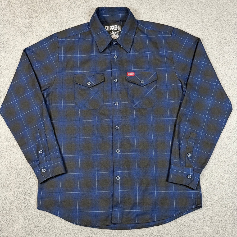 Dixxon Flannel Shirt Mens L Black Plaid Pearl Snap Long Sleeve DTech The Purpose